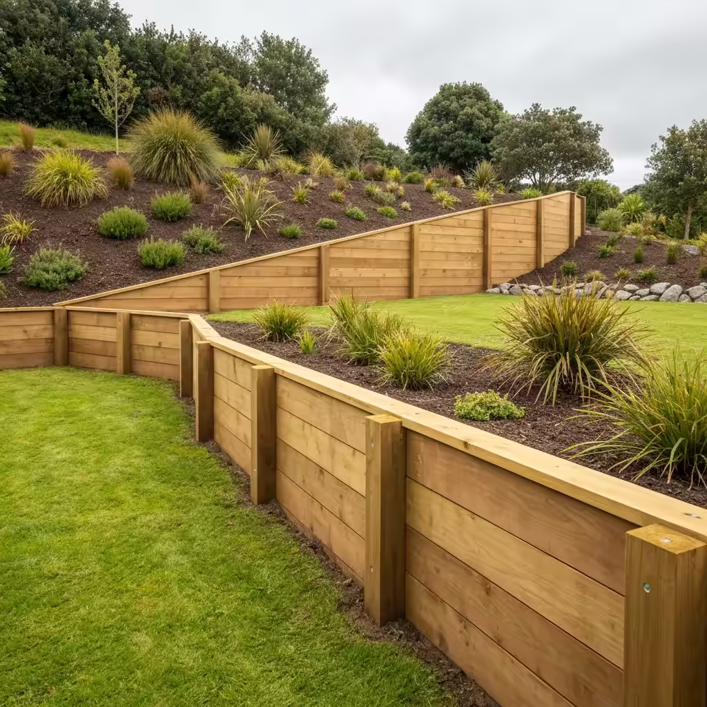 Retaining wall construction project
